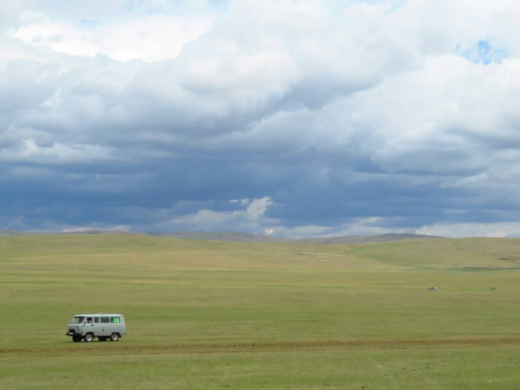 Mongolia tour bus is usually a Russian uaz